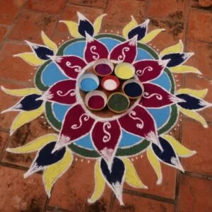 motifs et poudres pour le kolam